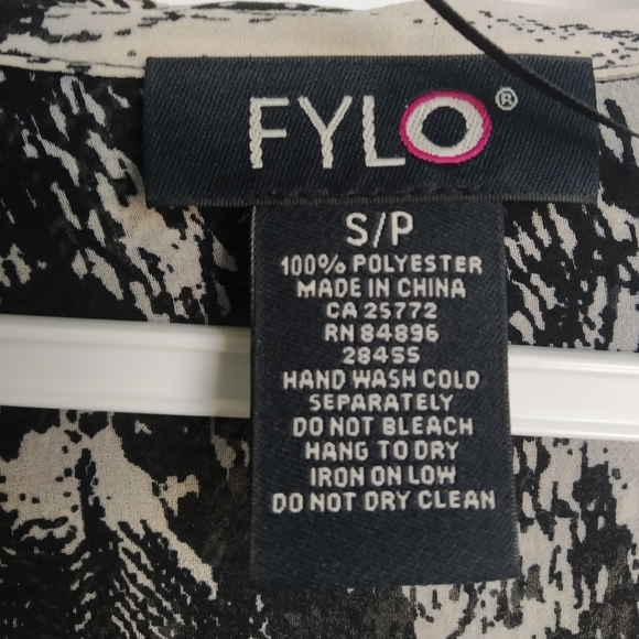 Black and beige chiffon button down top - Picture 2 of 4